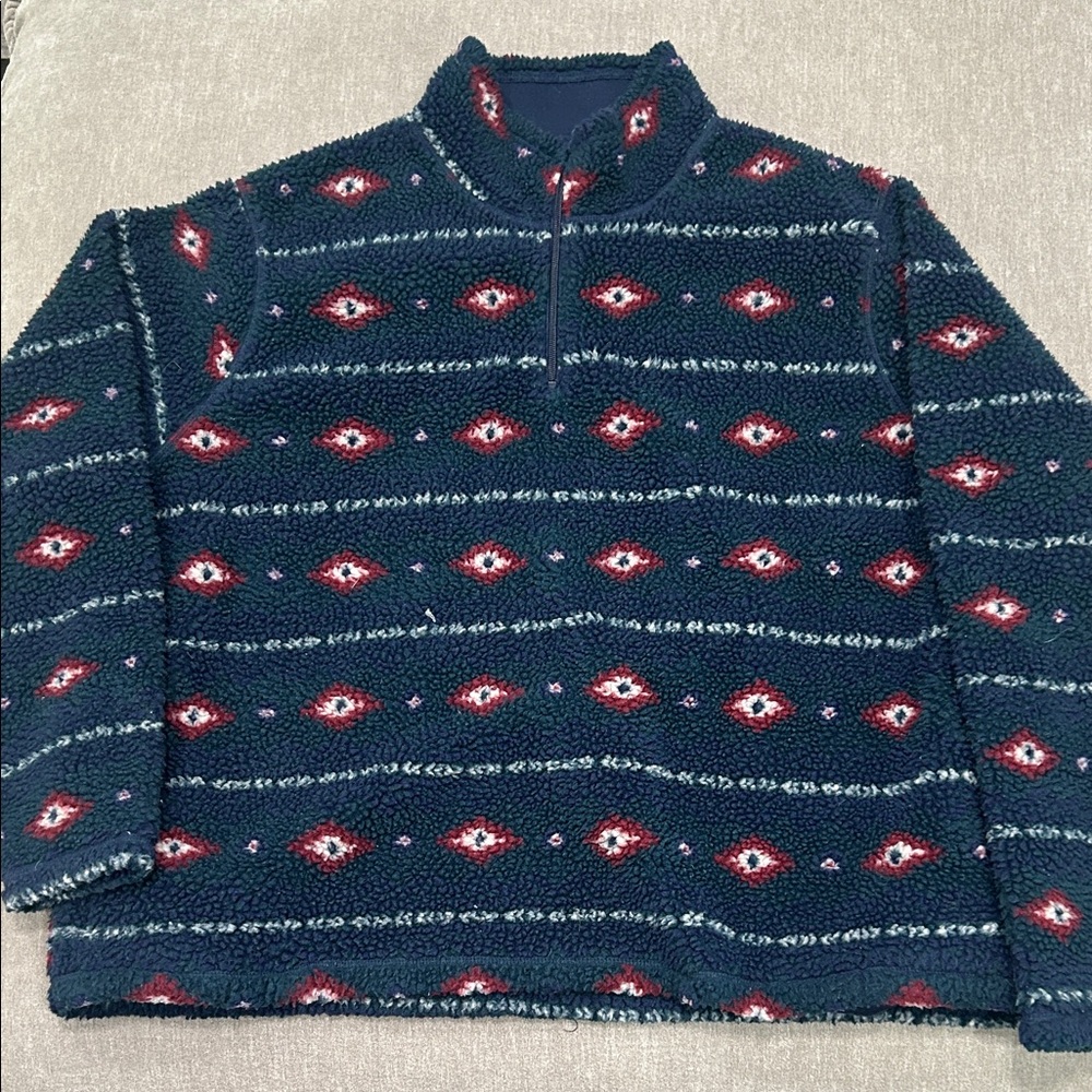 Men's Navy Patterned Wrangler fleece style Sweater